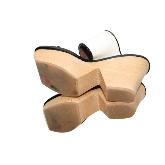 Y2K Vintage MARNI Two-Tone Wooden Platform Sandals Black & White Heels 39 - Picture 11 of 11